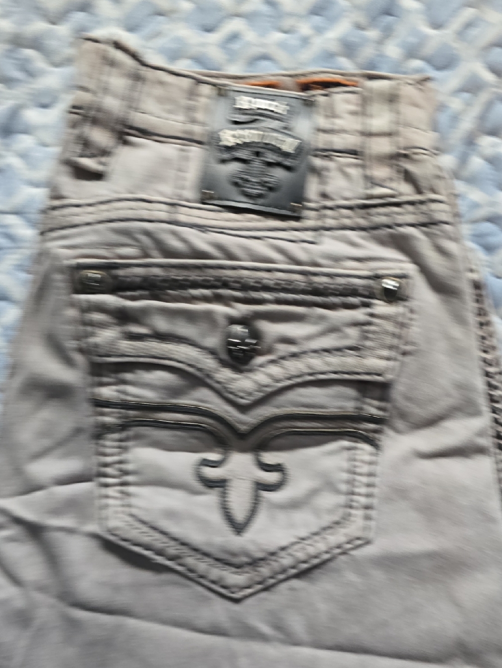 Rock REVIVAL Gray Embroidered Pocket Jeans